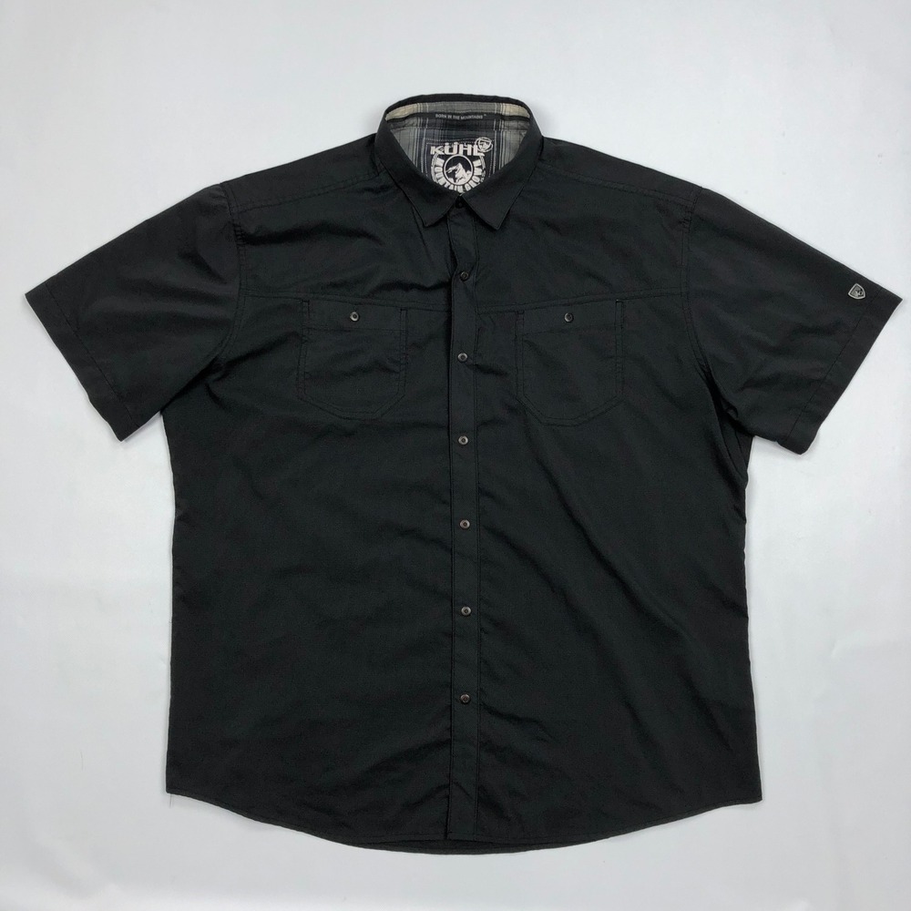Kuhl Stealth Shirt Mens XL Black Short Sleeve Snap Button Down Hiking 7453